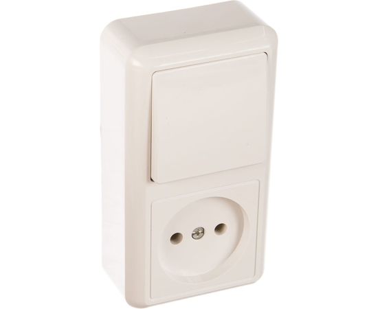 Комбинированный блок Кунцево-Электро ОПТИМА выключатель + розетка БКВР-427 8060 