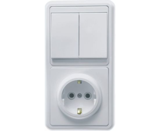Комбинированный блок Кунцево-Электро БЭЛЛА скрытой установки выключатель+розетка БКВР-032 5831 