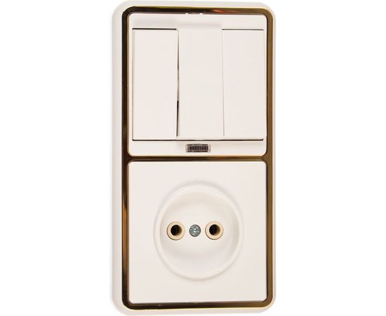 Комбинированный блок Кунцево-Электро БЭЛЛА скрытая установка выключатель с подсветкой+розетка БКВР-212 З 5842 