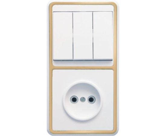 Комбинированный блок Кунцево-Электро БЭЛЛА скрытая установка выключатель+розетка БКВР-039З 5840 