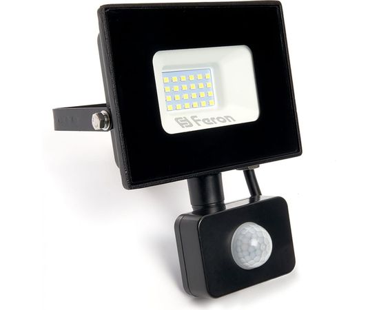 Светодиодный прожектор FERON LL-907 с датчиком 30W 6400K 230V черный IP44 153*178*54мм 29557 