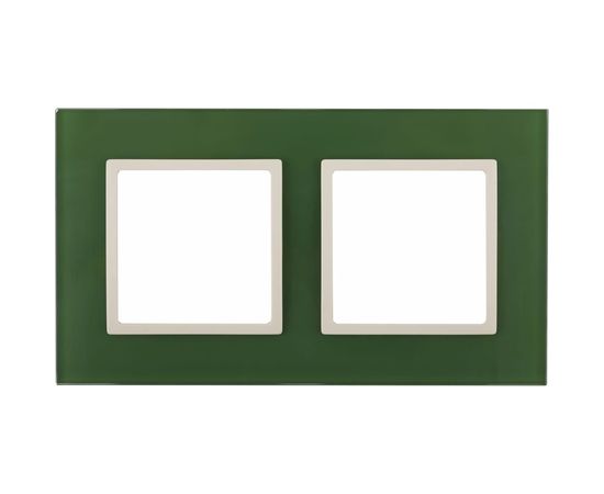 Рамка ЭРА 14-5102-27 на 2 поста, стекло, Elegance, зелёный+слоновая кость Б0034499 