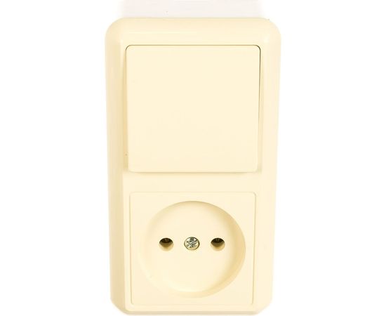 Комбинированный блок Кунцево-Электро ОПТИМА открытой установки, 1 клавиша, выключатель+розетка БКВР-427 с/к 8082 