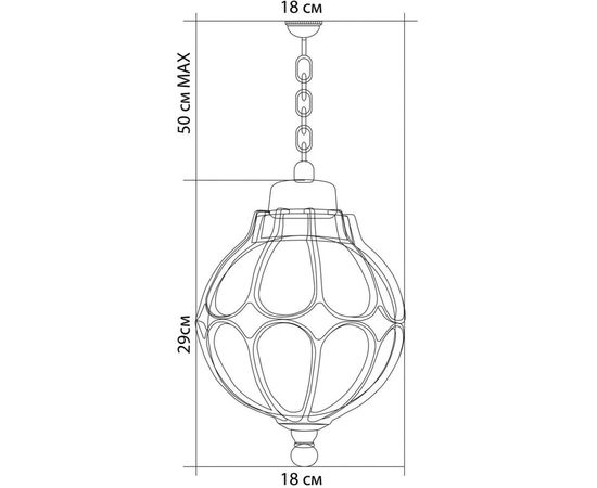 Садово-парковый светильник, круглый на цепочке 60W 230V E27, черное золото Feron PL3705 11369 – изображение 11