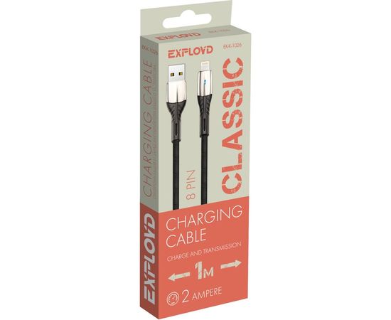 Кабель USB-8-pin Exployd для зарядки телефона 2A 1M черный EX-K-1026 – изображение 2