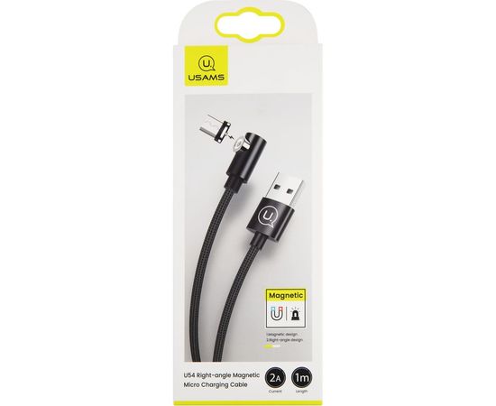 Магнитный дата-кабель USAMS US-SJ446 U54 USB – Micro USB, 2A (1 м), нейлоновая оплетка, черный УТ000024914 – изображение 2