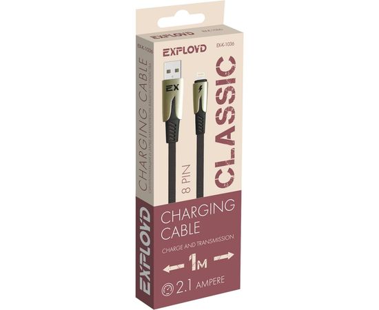 Кабель USB-8-pin Exployd для зарядки телефона 1M 2.1A черный EX-K-1038 – изображение 2