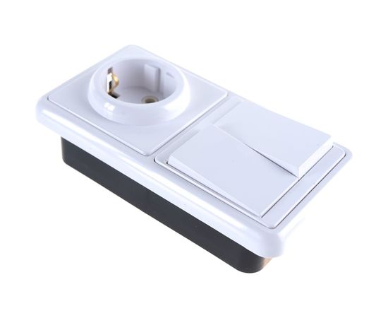 Комбинированный блок Кунцево-Электро БЭЛЛА скрытой установки выключатель+розетка БКВР-032 5831 – изображение 3