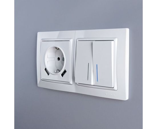 Выключатель WERKEL W1120101 двухклавишный с подсветкой белый a051114 – изображение 3