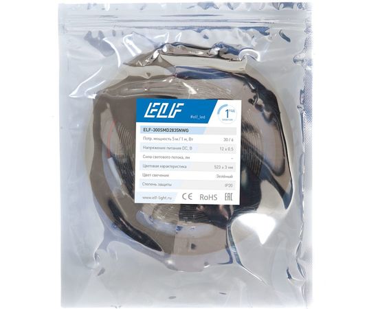 Светодиодная лента ELF 300SMD диодов 2835, 12В, 5 м, зеленая 300SMD2835NWG – изображение 3