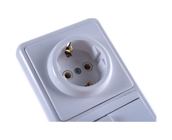 Комбинированный блок Кунцево-Электро БЭЛЛА скрытой установки выключатель+розетка БКВР-032 5831 – изображение 4