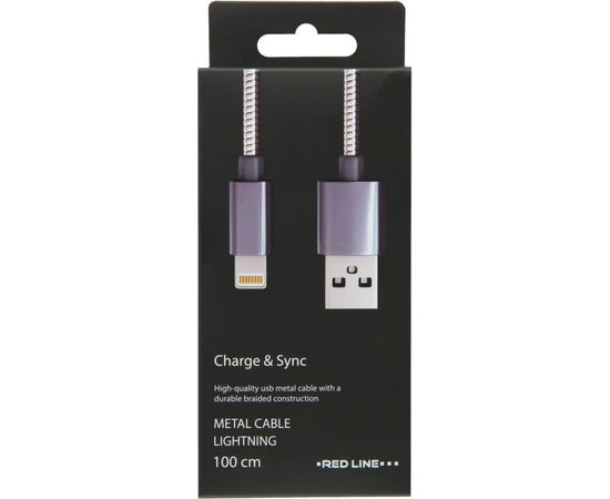 Дата-кабель Red Line S7 USB - 8 - pin для Apple, металлическая обмотка, черный УТ000012472 – изображение 4