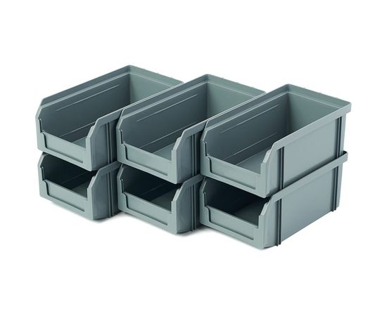 Пластиковый ящик СТЕЛЛА-ТЕХНИК комплект 6 штук V-1-К6-серый 