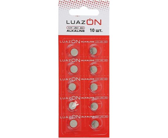 Алкалиновая батарейка Luazon AG3, LR41, блистер, 10 штук 3005563 