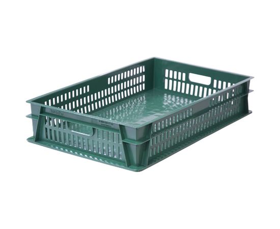 Ящик Тара.ру п/э 740x465x145, дно сплошное, стенки перфорированные, зелёный 22442 
