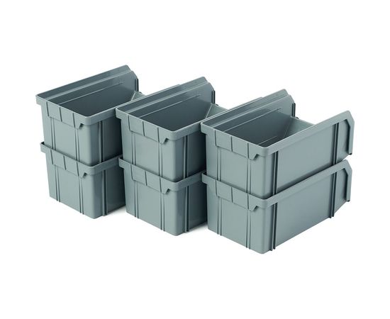 Пластиковый ящик СТЕЛЛА-ТЕХНИК комплект 6 штук V-1-К6-серый – изображение 3