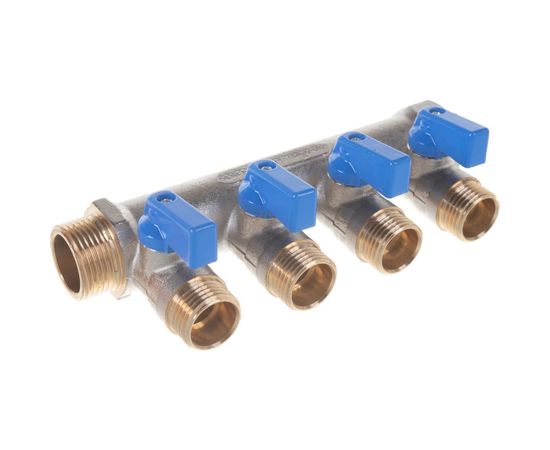 Коллектор с шаровыми кранами STOUT 3/4, 4 отвода 1/2 SMB 6201 341204 – изображение 2