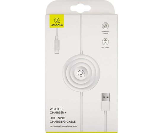 Беспроводная зарядка USAMS US-CC096 с кабелем USB - Lightning, 2A, белый CC96WH02 УТ000019964 – изображение 2