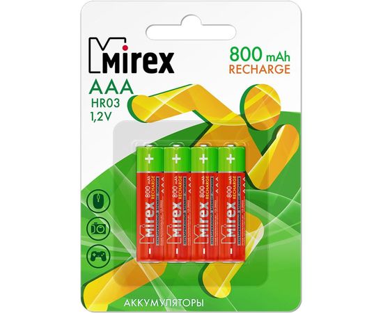 Аккумулятор Mirex, Ni-MH HR03 / AAA 800mAh 1,2V 4 шт ecopack 23702-HR03-08-E4 – изображение 2