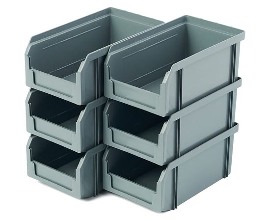 Пластиковый ящик СТЕЛЛА-ТЕХНИК комплект 6 штук V-1-К6-серый – изображение 2