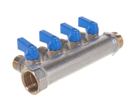Коллектор с шаровыми кранами STOUT 3/4, 4 отвода 1/2 SMB 6201 341204 – изображение 3
