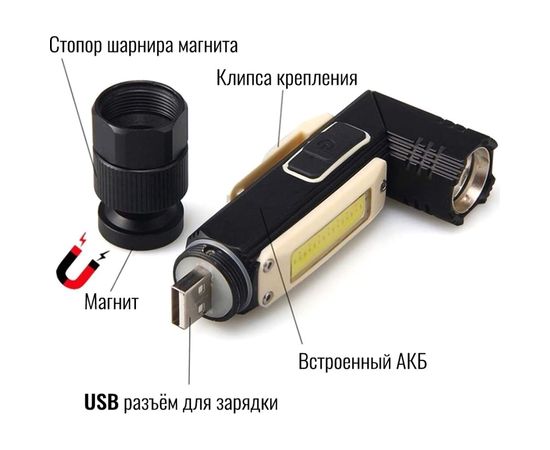 Аккумуляторный налобный фонарь Focusray 2100 трансформер 10W COB 890033 – изображение 3