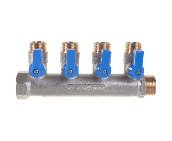 Коллектор с шаровыми кранами STOUT 3/4, 4 отвода 1/2 SMB 6201 341204 – изображение 4