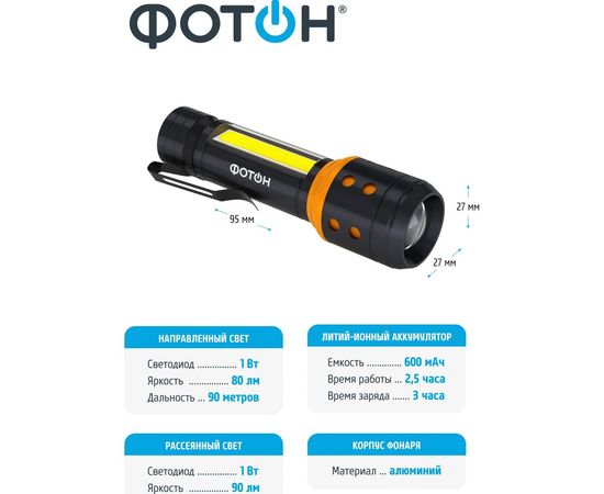 Аккумуляторный светодиод��ый фонарь ФОТОН MSA-700 23863 – изображение 5