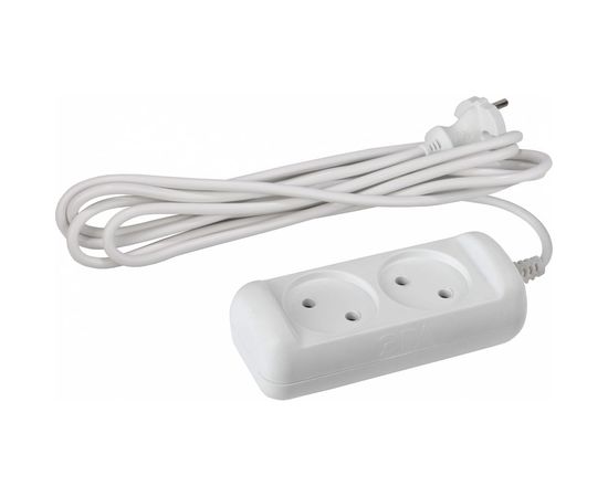 Удлинитель ЭРА U-2-5m без зазeмление, 2х1мм2, 10А, ПВС, 2гн, 5м Б0028361 