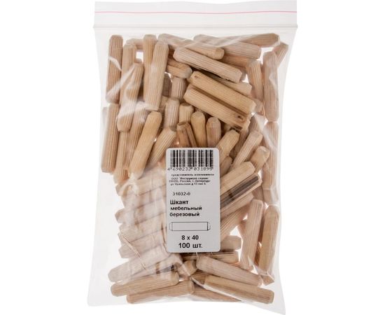 Мебельный шкант Хортъ 8x40, березовый, 100 шт. 31032-0 