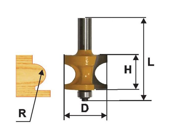 Фреза кромочная полустержневая (22.2х14 мм; R 3.2, мм; хвостовик 8 мм) по дереву Энкор 10550 