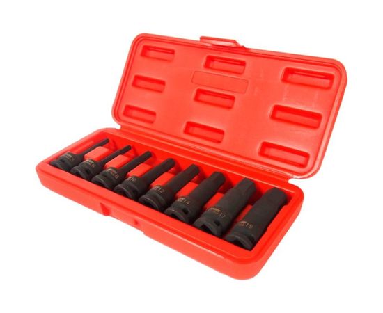 Набор ударных бит-головок 1/2" HEX H5-19 мм, длина 78 мм, в кейсе (8 предметов) JTC J408LH 