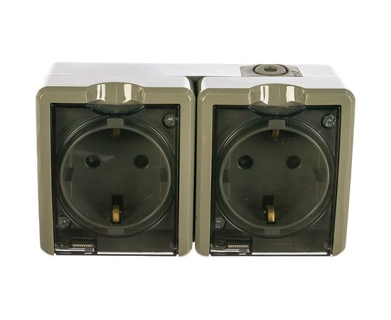Розетка ЭРА 11-2404-03 2х2P E IP54, шторки, 16A-250В, ОУ, серый Б0020719 – изображение 6