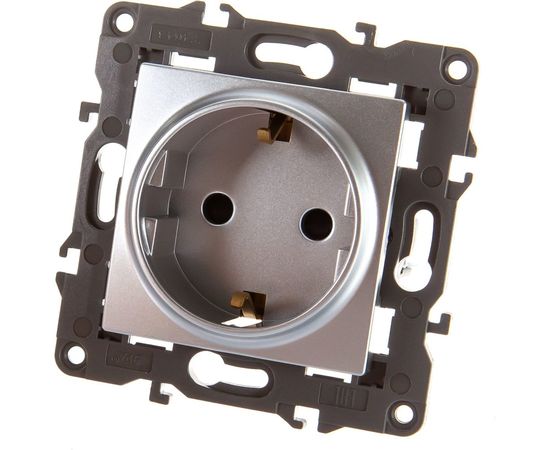 Розетка со шторками ЭРА Elegance 2P+E Schuko, 16A-250В, IP20, алюминий 14-2102-03 Б0034274 – изображение 2