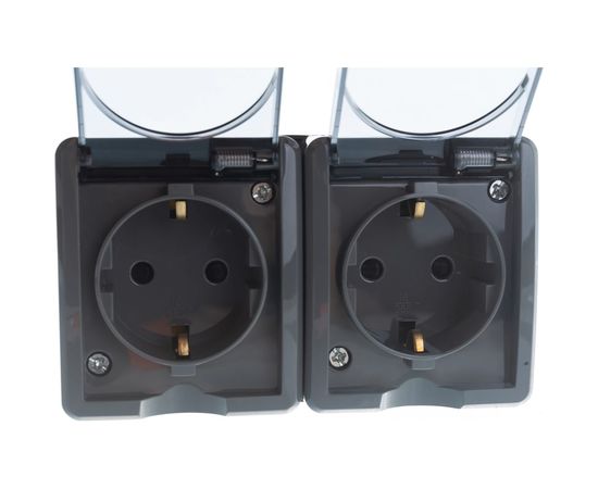 Розетка ЭРА 11-2404-03 2х2P E IP54, шторки, 16A-250В, ОУ, серый Б0020719 – изображение 5