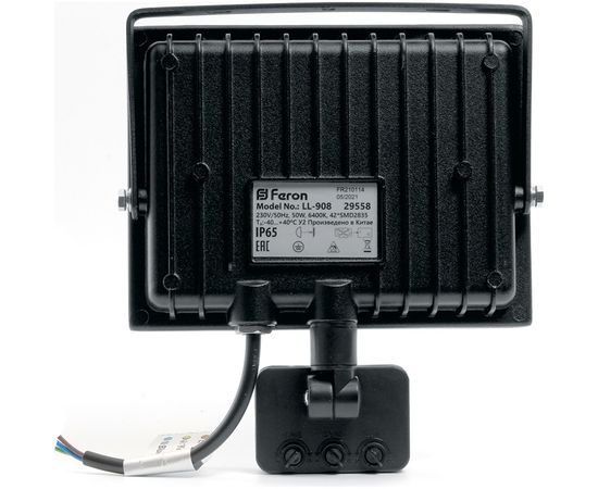 Светодиодный прожектор FERON LL-908 с датчиком 50W 6400K 230V черный IP44 198*213*55мм 29558 – изображение 4