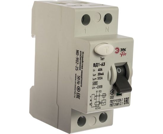 УЗО ЭРА NO-902-25 ВД1-63 1P+N 40А 30мА Б0031874 – изображение 3