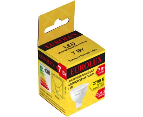 Светодиодная лампа Eurolux LL-E-MR16-7W-230-2,7K-GU5.3, рефлектор, 7Вт, теплый белый, GU5.3/ 76/2/23 – изображение 2