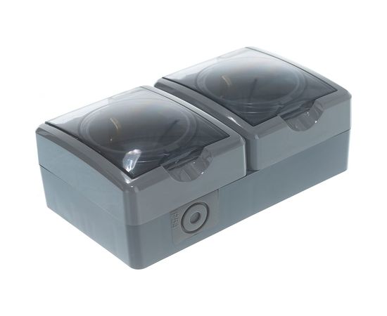 Розетка ЭРА 11-2404-03 2х2P E IP54, шторки, 16A-250В, ОУ, серый Б0020719 – изображение 3