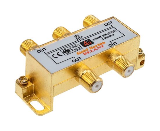 Делитель REXANT ТВ х 4 + 5шт. F BOX 5-1000 МГц GOLD 05-6103-1 
