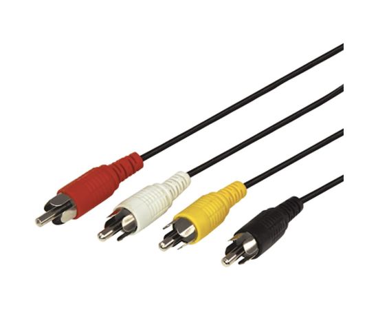 Шнур REXANT 4 RCA - 4 RCA, длина 1 метр, черный 17-0301 