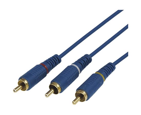 Шнур REXANT 3 RCA - 3 RCA, длина 3 метра, синий 17-0204-1 