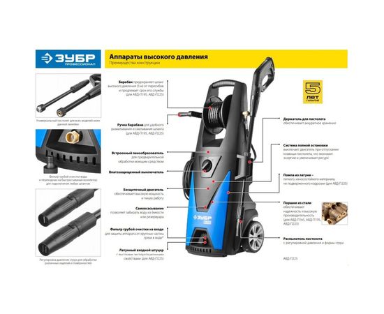 Мойка высокого давления ЗУБР ПРОФЕССИОНАЛ АВД-П225 – изображение 6