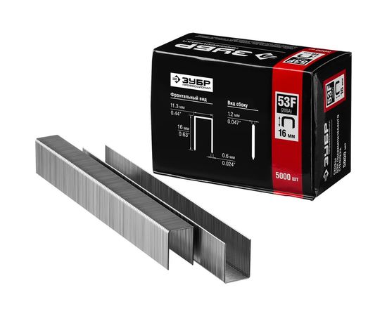Скобы особотвердые тип 53F ПРОФЕССИОНАЛ (5000 шт; 16 мм) ЗУБР 31950-16 – изображение 5