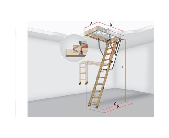 Чердачная лестница FAKRO термо LTK 60х120 см, высота 280 см 66501 – изображение 3