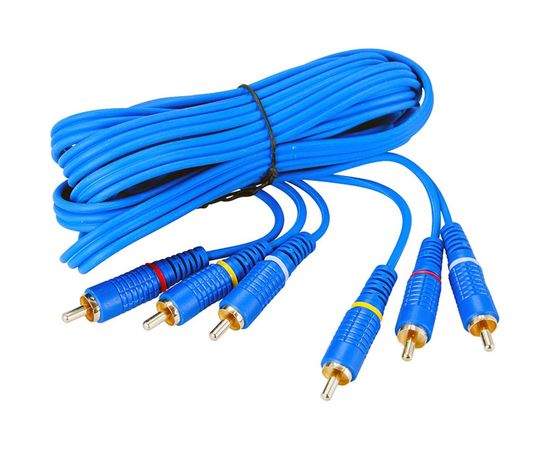 Шнур REXANT 3 RCA - 3 RCA, длина 3 метра, синий 17-0204-1 – изображение 2