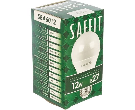 Светодиодная лампа SAFFIT SBA6012 Шар E27 12W 6400K 55009 – изображение 2