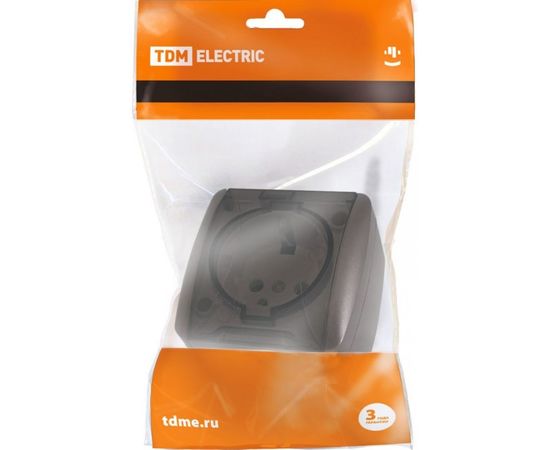 Розетка TDM 2П+3 открытой установки IP54 16А с прозрачной крышкой шоколад Селигер SQ1818-0207 – изображение 2