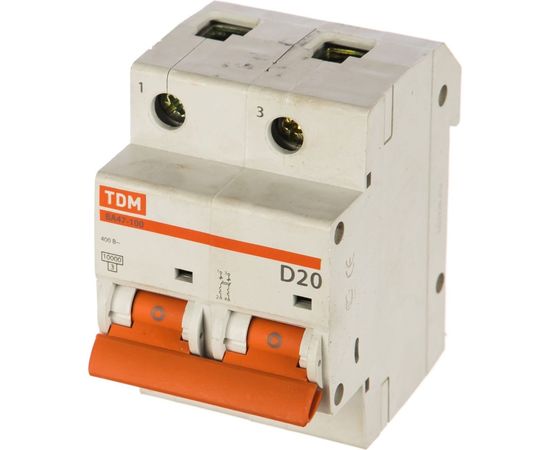 Автоматический выключатель TDM ВА47-100 2Р 20А 10кА D SQ0207-0014 – изображение 2