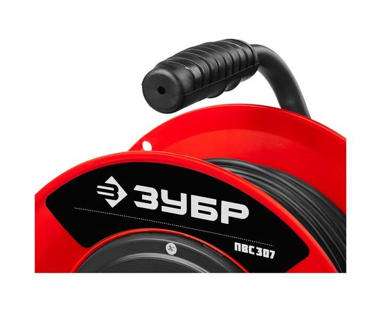 Удлинитель на катушке ЗУБР "ПВС 307", 40 м, 2500 Вт, 4 гнезда, ПВС 3х0,75 кв мм, 55083-40 – изображение 3